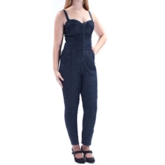 NEW GUESS Vintage Dark Denim Sweetheart Neckline Sleeveless Jumpsuit 29 - Picture 1 of 17
